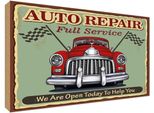 Vianmo Insegna In Legno 30X40 Cm Auto Repair Full Service