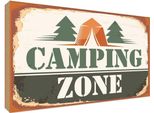 Vianmo Insegna In Legno 30X40 Cm Camping Zone Outdoor