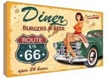 Vianmo Insegna In Legno 30X40 Cm Diner Burgers Beer