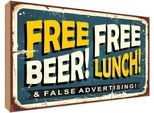 Vianmo Insegna In Legno 30X40 Cm Free Beer Lunch Alkohol