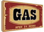 Vianmo Insegna In Legno 30X40 Cm Gas Open 24 Hours