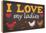 Vianmo Insegna In Legno 30X40 Cm HüHner I Love My Ladies