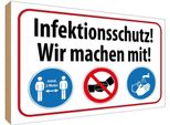 Vianmo Insegna In Legno 30X40 Cm Infektionsschutz Wir Machen Mit