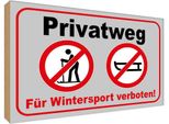 Vianmo Insegna In Legno 30X40 Cm Privatweg Wintersport Verboten