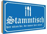 Vianmo Insegna In Legno 30X40 Cm Stammtisch Hier Sitzen Blau
