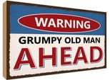 Vianmo Insegna In Legno 30X40 Cm Warning Grumpy Old Man Ahead