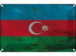 Vianmo Insegna Di Latta 12X18 Cm Bandiera Aserbaidschan Azerbaijan Rost