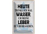 Vianmo Insegna Di Latta 18X12 Cm Heute Trinke Ich Wasser Leber