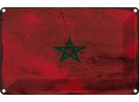 Vianmo Insegna Di Latta 20X30 Cm Bandiera Marokko Flag Of Morocco Rost