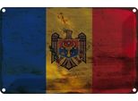 Vianmo Insegna Di Latta 12X18 Cm Bandiera Moldau Flag Of Moldova Rost