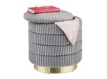 Relaxdays Sgabello In Velluto Grigio Con Vano Portaoggetti