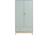 Armadio Mobili Rebecca Kala 175X80X55 Mdf Pino Verde Acqua Marrone Scandinavo Da Montare