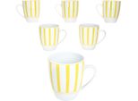 Set Di 6 Tazze Da Caffè 300Ml In Porcellana 6 Pers Tè Cacao A Strisce