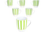 Set Di 6 Tazze Da Caffè 300 Ml In Porcellana 6 Pers Tea Cocoa A Strisce