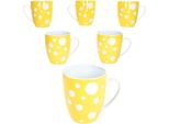 Set Di 6 Tazze Da Caffè Pula Giallo A Pois 300Ml Tazza In Porcellana 6 Pers. Tè Cacao A Pois