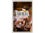 Vianmo Insegna Di Latta 30X20 Cm Sizilien Italien Gerichte Tintenfisch