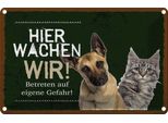 Vianmo Insegna Di Latta 20X30 Cm Hund Katze Hier Wachen Wir