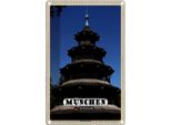 Vianmo Insegna Di Latta 18X12 Cm MüNchen Chinesischer Turm Baukunst