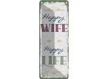 Vianmo Insegna Di Latta 27X10 Cm Happy Wife Happy Life