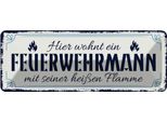 Vianmo Insegna Di Latta 10X27 Cm Hier Wohnt Ein Feuerwehrmann