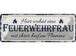 Vianmo Insegna Di Latta 10X27 Cm Hier Wohnt Eine Feuerwehrfrau