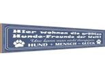 Vianmo Insegna In Legno 10X46 Cm Hier Wohnen GrößTen Hunde-Freunde