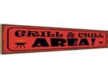 Vianmo Insegna In Legno 10X46 Cm Grill Chill Area Grillen