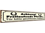 Vianmo Insegna In Legno 10X46 Cm Achtung Freilaufende Pferde TüR