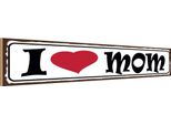 Vianmo Insegna In Legno 10X46 Cm I Love Mam Mama