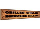 Vianmo Insegna In Legno 10X46 Cm Grillen Chillen Bierchen Killen