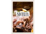Vianmo Insegna In Legno 30X20 Cm Sizilien Italien Gerichte Tintenfisch