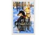 Vianmo Insegna In Legno 30X20 Cm Finnland Schnee Winterzeit Wald Hunde