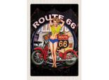 Vianmo Insegna In Legno 30X20 Cm Usa Amerika Route Us 66 Biker Frau
