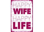 Vianmo Insegna In Legno 30X20 Cm Frau Happy Wife Happy Life