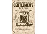 Vianmo Insegna In Legno 30X20 Cm Whiskey Cigars Elite Club Real Men