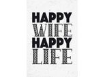 Vianmo Insegna In Legno 30X20 Cm Frau Happy Wife Happy Life
