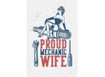 Vianmo Insegna In Legno 30X20 Cm Pinup Proud Mechanic Wife