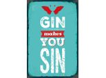 Vianmo Insegna In Legno 30X20 Cm Gin Makes You Sin Devil Hell
