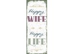 Vianmo Insegna In Legno 27X10 Cm Happy Wife Happy Life