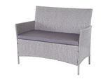 Poly-Rattan Gartenbank Hamar, Sitzbank Bank ~ Grau, Kissen Anthrazit