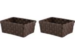 Msv Cestino Portaoggetti 19X14X8 Cm Marrone Set Di 2