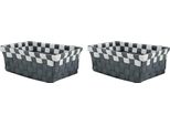Cesto Portaoggetti Msv 19X14X8 Cm Grigio/Bianco Set Da 2