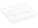 Cesto Scolapiatti Msv - Scolapiatti In Filo Metallico - Scolapiatti Con Coperchio In Plastica Bianco - Cesto Per Stoviglie 43 X 34 X 7,5 Cm - Scolapiatti E Posate - Utensili Da Cucina