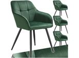 Tectake® Esszimmerstuhl, Gepolstert, In Samtoptik, Gesteppt, Schlanke Stahlbeine, 58 X 62 X 82 Cm
