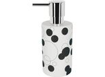 Distributore Di Sapone Spirella "Tube"" | Con Pompa In Acciaio Inox | Distributore Di Sapone Liquido | Porcellana | 300Ml | Resistente E Robusto | Punti Neri"