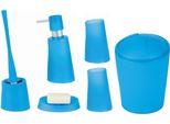 Set Da Bagno Spirella, Accessori Da Bagno In 6 Pezzi Muovi Il Dispenser Di Sapone, Lo Scopino, Il Portasapone, Il Secchiello Per I Cosmetici E Il Bicchiere Per Gli Spazzolini Blu Chiaro