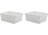 Msv Cestino Portaoggetti 19X14X8 Cm Bianco Set Da 2