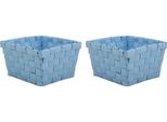 Msv Cestino Portaoggetti 14X14X9 Cm Blu Pastello Set Da 2