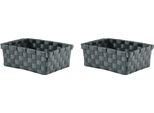 Msv Cestino Portaoggetti 19X14X8 Cm Grigio Set Da 2