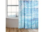 Msv® Tenda Doccia Antimuffa "Watercolor"" 145400 - Antibatterica, Lavabile, Impermeabile - Poliestere 180X200Cm Bianco-Blu"